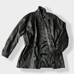 Vintage 90s Men’s Real Leather Parka Coat Black 3XLT Big & Tall Shelter Bay